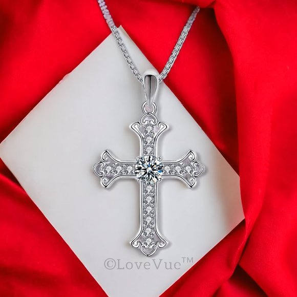 Certified 0.5ct. t.w. Diamond Cross Necklace VVS1 GRA Certified - Picture 6 of 15